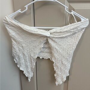 White Textured Off-Shoulder Top